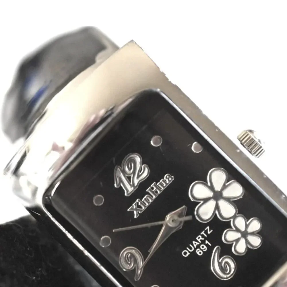 XinHua Petite Yellow Flowers Black Enamel Silver Tone 5